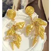 Dangle Earrings Copper Metal Conch Tassel女性のための大きなドロップ大きなイヤリング2023ヴィンテージ誇張ヨーロッパとアメリカ