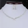 Necklace Earrings Set 2023 Luxury Simple Hollow Double Heart-shaped Necklaces Exquisite Crystal Pendant Chain For Women Wedding Jewelry