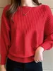 Maglioni femminili maniche coreane per pipistrelli 2023 maglione lungo a colore solido alla moda elegante abiti da maglieria casual