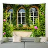 Tapisserier Flower Tapestry Spring Fence Landscape Bakgrund Tygvägg Hängande trädgårdsaffisch Outdoor Home Decor Tapestry Aesthetics 230812