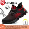 Sapatos de segurança Sapatos de segurança Suadex Men feminino de aço botas de dedo do pé