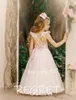 Dziewczyna sukienki 2023 Kwiat bez rękawów dla kobiet bez pleców tiul koronkowy aplikacje dla dzieci suknia balowa księżniczka vestidos de fiesta