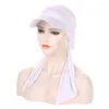 Etnische kleding strand buiten honkbal hoeden moslimvrouwen hijab tulband petten zomer vrouwelijk vaste kleur headwraps bonnetten haarverlies beanies