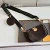 Torby designerskie kwiat brązowy trzy w torbie na ramię siedem ramię w pasku sprzęgła komberia wytłaczona luksusowe multi pochette damskie torba posłańca M44823