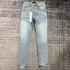 Herren Old Slim Fit Casual Cool Style Rock Revival Biker Hose Broken Hole Kleidung US Größe 28-38 Jeans Lila Jeans Designer Top Qualität Jeans