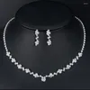 Necklace Earrings Set 2023 Luxury Simple Hollow Double Heart-shaped Necklaces Exquisite Crystal Pendant Chain For Women Wedding Jewelry