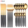 Ensembles de vaisselle 24pcs Gold UpScale Gold Dingewred Set Vaste en acier inoxydable Set Couteau à fourche de café Setware Setware Dish lave-vaisselle Cutlery Set 230812