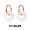 Dangle Earrings 10pairs 18mm Gogo Donut Stone 20mm Stainless Steel Hoop Clip Stud Lucky Buckle Reiki Healing Quartz Chakra Jewelry