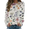 Suéteres femininos de mangas compridas pescoço redondo estampa floral v blusa para mulheres bagunçam camisas e blusas bustier top