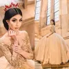 Princess lantejol de ouro quinceanera vestidos vestido de bola de coração doce 15 vestido de miçanga com tule baile de baile com manga 2021 aberta b233r