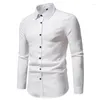 Casual shirts heren heren Mens vaste kleur knop omhoog 2023 merk slanke fit lange mouw shirt mannen werken zakelijke formele chemise homme xxl