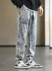 Jeans masculin cargo joggeurs baggy mode noir streetwear gris bleu gris étiré pantalon harem denim en coton plus taille 8xl