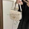 Strandtassen Damestas Koreaanse versie 2022 Nieuwe zomerse mode Straw geweven lock gesp buckle Saddle Bag Chain Dames één schouder Crossbody SmakstylishDesigner Bags