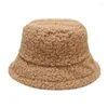 Beretten hoed vrouwelijke herfst en wintertij all-match verkoop item lamslam emmer simpele pure kleur verdikt warm pluche