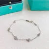 925 silver Brand crystal bubble Charm Bracelets Luxury Circle Designer Bling Shining Diamond Choker Slim Link Chain Bracelet Wedding Jewelry Gift