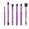 Cepillos de maquillaje 6 PCS fucsia y juegos de cepillos de sombras de ojos negras