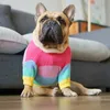 Odzież dla psa Rainbow Puppy Dog Sweter zimowe ciepłe ubranie dla małych psów buldogi francuskie buldogi świąteczne kostiumy dzianiny pies maskotki 230812