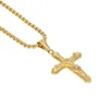 Jezus Cross Cross ketting Gold vergulde roestvrijstalen hangerse mode Religieus geloof kettingen Mens hiphop sieraden