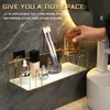 Badezimmerregale Luxusschelf ohne Eisenwand mit Marmorstil Glassplatten -Make -up -Lagerregalzubehör 230812