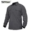 Herrklänningskjortor Tacvasen Men's Tactical Shirts Summer Lightweight Quick Torking Shirts Vandring Nylon Shirts Långärmad utomhusarbeten Lasttröjor 230812