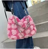 Shoulder Bags Y2k Hot Girls Pink Love Underarm Bags Soft Plush Heart Pattern Ladies Shoulder Bag Female Chain Furry Crossbody Bag Handbagsstylishdesignerbags