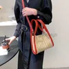 Strandtaschen 2022 Neue Sommer Gras gewebte Tasche Kontrast einfache lässige Handtasche Single Umhängetasche Schrägströme Sackbeutel Handheld Mody Damen Bagstylishdesignerbags