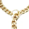 Dog Apparel Gold Big Dog Collar Chain Gold Plated Metal Training Chain Choker Golden Luxury Pet Necklace Collars For Large Dogs Product 230812