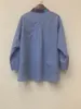 Kvinnors T -skjortor Spring/Summer 2023 Polo Top Vintage Cotton Poplin Spliced ​​Real Silk Colored Print Long Sleeve Shirt