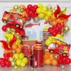Other Event Party Supplies 143pcs Fire Truck Theme Balloon Garland Arch Red Yellow Orange Confetti Latex Boys Kids Firefighter Birthday Decor 230812