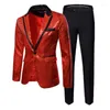 Men's Suits Fashion Luxury Sequin Suit 2 Piece (Blazers Jacket Pants) Gold / Silver Black Business Wedding Party Men Dress Set