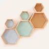 Decorative Objects Figurines Nordic Wood Hexagon Wall DecorationKids Bedroom Candy Organization Hanger Pography Props Shelves Storage Decor Polygon Box 230812