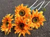 Dekoratif çiçekler 6 adet yapay ayçiçeği turuncu sarı bitki ev ofis düğün dekorasyonu şükran hediye