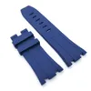28 mm - 24 mm donkerblauwe rubberen bandband voor AP Royal Oak Offshore 42 mm horloge