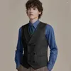 Men's Vests 23 Years Vest Wool Herringbone Pattern Slim Fashion Business Casual Double-breasted Lapel Suit Jacket