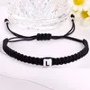 26 Letter Handmade Black Rope Braided Beaded Charm Bracelets Party Club Yoga Alphabet Jewelry For Men Women Lover