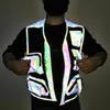 Men's Vests men fishing vest colorful reflective multi-pocket sleeveless jacket reflect light patchwork vests erkekler ceket 230812