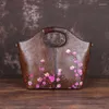 Evening Bags GAGACIA Vintage Women Handbag 2023 Hand Painted Genuine Leather Ladies Handbags Woman Cowhide Shoulder Bag Sac Main Femme