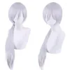 Costumes d'anime Man Manxi Wig Long Silver Grey Grey résistant à la chaleur Synthétique Hair Cosplay Wigs Caps