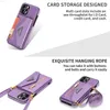 Étuis de téléphone de portefeuille à fermeture éclair pour iPhone 15 14 13 12 Mini 11 Pro Max XR XS PRO MAX 7 8 Plus Étui avec support de carte Ligne de couverture en cuir à bandoulière