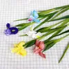 Flores decorativas Pu Feel Iris Flor Real Touch Orchid Artificial for Home Decoration Ornamentos Bouquet de mesa de casamento