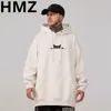 Tshirts masculins hmz high street dessin animé chat imprimé sweat à sweats de vêtements de couple top harajuku streetwear streetwear masculin coton hip hop sweat à sweat 230812