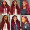 13x6 HD Transparente 99J Red peruca Burgandy Curly Lace Frontal Human Human Wigs 220%Densidade onda profunda 13x4 Lace Frontal Wig Wig Colored Guless Wig