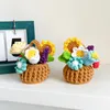 Dekorative Blumen Mini handgefertigtes Blumenkorb Büro Haus Dekoration Accessoires Bouquet Topfkunstgestrickte Muttertag GFITS