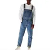 Heren jeans mode straat met hoge taille riem broek jumpsuit groot formaat slabib overalls oude retro meerdere zakken zakken