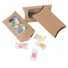 Wrap regalo 10/20 pezzi di cuscino a forma di caramella scatola di carta kraft confezione box borse per finestre trasparente borse per matrimoni