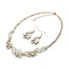 Necklace Earrings Set 2023 Classic Geometric Pattern Leaves Dripping Jewelry Alloy Earring Party Dinner Gift TZ058