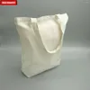 Ogłoszenie prezentowe 1x Niestandardowa moda Kobiety Biała bawełniana torba na płótnie puste plażowe zakupy TOTE do butików
