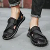 Versatile Leather Summer Men's Sandals Beach Shoes Trend Outdoor Slippers Casual Sports Flat Large 617