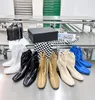 Designer boot pull-on läderstövlar med blockhäl knä höga stövlar runt tå kalvsläder mode kvinnor storlek 35-40