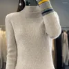 Dames truien beliarst 2023 merino wollen trui kleding half hoge kraag gestreepte manchetten streep etnische gebreide pullover M-8156